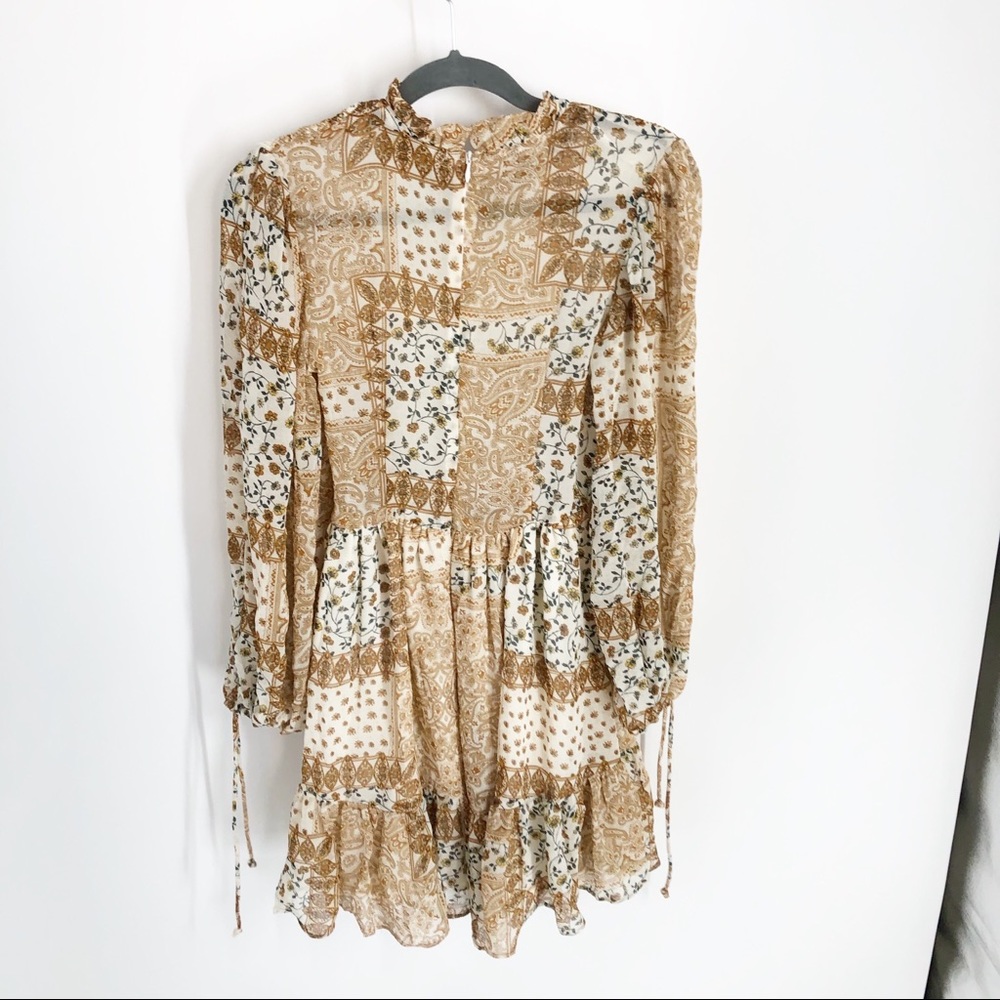 Saints + Secrets Made in Morocco  Patchwork Paisely Smocked Mini Dress S - Picture 6 of 6